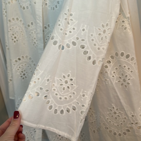 NWT White Button Down Eyelet Blouse - Picture 3 of 7